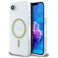Guess IML Glitter Circle MagSafe Dėklas iPhone 16e (Skaidrus)