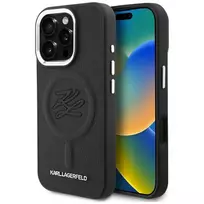Karl Lagerfeld Initial & Metal Logo MagSafe Dėklas, skirtas iPhone 16 Pro, Juodas