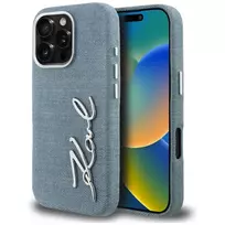 KARL LAGERFELD FW Jeans Signature Logo Case, skirtas iPhone 16 Pro Max, mėlyna