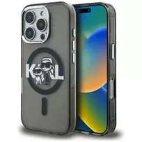 Karl Lagerfeld IML Glitter Karl & Choupette Sketch Logo MagSafe Case for iPhone 16 Pro Black