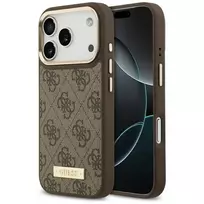 Guess 4G Logo Plate MagSafe Dėklas, skirtas Apple iPhone 17 Pro, Ruda