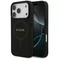 Guess Saffiano Classic Logo Dėklas su MagSafe, iPhone 17 Pro, Juodas
