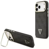 Guess 4G PU Triangle Logo & Stand Camera Magsafe Case for iPhone 17 Pro Max Black