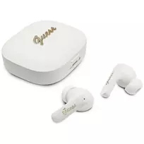 Guess Script Metal Logo True Wireless Stereo Earbuds White