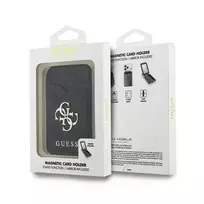 Guess 4G Stand & Mirror Magsafe Phone Wallet Case, skirtas Apple iPhone 15 Pro Max, juoda