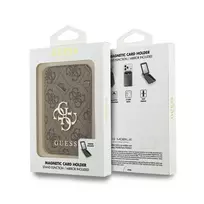 Guess 4G Stand & Mirror Magsafe Wallet Case for Apple iPhone 15 Pro Max, Brown