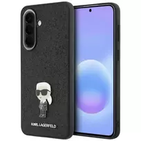 Karl Lagerfeld Fixed Glitter Ikonik Logo Metal Pin Back Cover, Samsung Galaxy A57 5G, Juoda