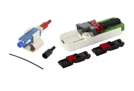 METZ CONNECT SC/UPC Male OS2 Single-Mode Connector, Beige Housing, Blue Boot, 20-Pack