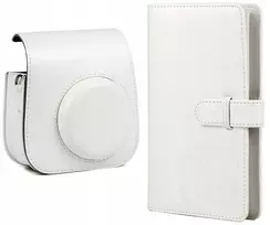 LOVEINSTANT 2-in-1 rinkinys: Apsauginis dėklas ir fotoalbumėlis, skirtas Fujifilm Instax Mini 11 - Baltas