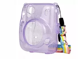 LOVEINSTANT Protective Case for Fujifilm Instax Mini 11 - Transparent Purple Glitter