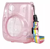 LOVEINSTANT Apsauginis Dėklas, skirtas Fujifilm Instax Mini 11 - Skaidriai Rožinis su Blizgučiais