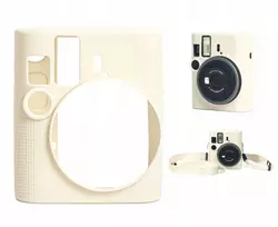 LOVEINSTANT Silikoninis apsauginis dėklas, skirtas Fujifilm Instax Mini 41 - Baltas/ smėlio spalvos