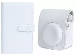 LOVEINSTANT Camera Case & Photo Album Bundle for Fuji Instax Mini 12 - White (108 Photos)