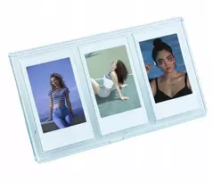 LOVEINSTANT Stovintis nuotraukų rėmelis 3 nuotraukoms, tinkamas Fuji Instax Mini ir Zink 2x3 inch spaudiniams - mėlynas