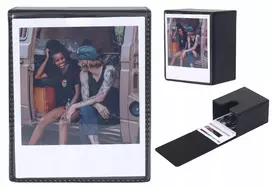LOVEINSTANT Dėžutė nuotraukoms 100 vnt. – Suderinama su Fuji Instax Wide, Square, Polaroid 600, Now – Juoda su peržiūros langu