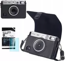 LOVEINSTANT 2-in-1 apsauginis dėklas ir grūdinto stiklo ekrano apsauga Fujifilm Instax Mini Evo – juoda