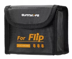 SUNNYLIFE Fireproof LiPo Battery Safe Bag for DJI Flip Drone - Holds 3 Batteries - Black