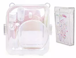 LOVEINSTANT 2-in-1 rinkinys: Dėklas ir nuotraukų dėžutė Fuji Instax Mini 12 – Skaidrus su blizgučiais