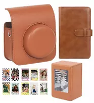 LOVEINSTANT 4-in-1 rinkinys: fotoaparato dėklas, nuotraukų albumas, laikymo dėžutė, lipdukai, skirtas Fuji Instax Mini 41 - ruda
