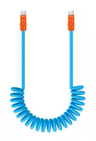 Newell USB-C į USB-C laidas 100W 1,5m Silikoninis spiralinis mėlynai-oranžinis