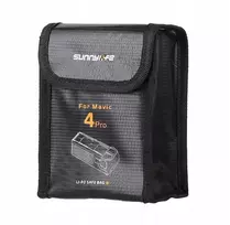 SUNNYLIFE Fireproof Battery Storage Bag for DJI Mavic 4 Pro, Holds 2 Batteries, Black