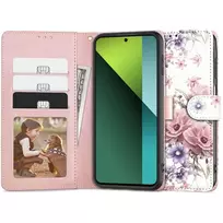 TECH-PROTECT Wallet Case, skirta Redmi Note 13 Pro 5G / Poco X6 5G, su kortelių kišenėmis, gėlių raštas