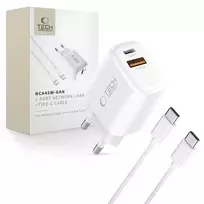 TECH-PROTECT NCA45W-GAN 2-Port Network Charger PD 45W / QC3.0 + Type-C Cable White