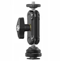 Ulanzi R098 Magic Arm dviguba rutulinė galvutė, 1/4 inch sraigtas ir šaltojo bato laikiklis, juoda