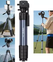 ULANZI TT39 155cm Aliuminio lydinio trikojis su telefono laikikliu DSLR, veidrodiniams ir išmaniesiems telefonams