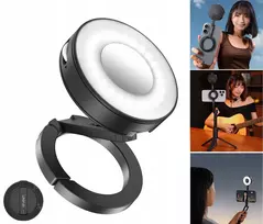 ULANZI ML05 Magnetinis LED vaizdo šviestuvas su veidrodžiu, MagSafe suderinamas, 2500K-9000K, 3W, juodas