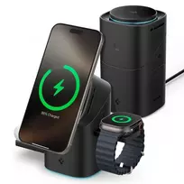 SPIGEN EF223MS Essential 3-in-1 Rotary Magnetic MagSafe Wireless Charger 15W Qi2 Black