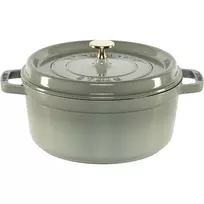 Staub La Cocotte 24 cm apvalus ketaus puodas, eukalipto spalvos