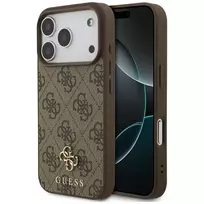 GUESS 4G Small Classic Logo MagSafe dėklas, skirtas iPhone 18 Pro / 17 Pro – rudos spalvos