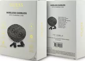 Guess 4G Classic Metal Logo belaidės ausinės su ENC ir įkrovimo dėklu (ruda)