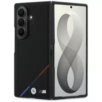 BMW M odinė perforuota trijų spalvų juostos metalo logotipų MagSafe dėklas, skirtas Samsung Galaxy Z Fold8 Ultra – juoda