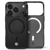 BMW Sign Frosted IML ir metalinis logotipas MagSafe dėklas, skirtas iPhone 18 Pro Max / 17 Pro Max - juodas