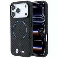BMW M anglies pluošto rašto žiedo dėklas su MagSafe, skirtas iPhone 18 Pro Max / 17 Pro Max - juodas