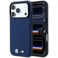 BMW M Carbon Metal Logo MagSafe dėklas, skirtas iPhone 18 Pro / 17 Pro - tamsiai mėlynas