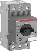 ABB MS132-0.16 rankinis variklio apsaugos jungiklis, 0,10–0,16 A, 3 polių, terminis-magnetinis, 100 kA, varžtiniai gnybtai