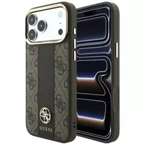 Guess 4G Stripe Round & Classic Logos MagSafe dėklas, skirtas iPhone 18 Pro Max / 17 Pro Max - rudas
