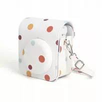 LOVEINSTANT Polka Dot PU odos dėklas, skirtas Fujifilm Instax Mini 12, su nuimamu dirželiu ir magnetiniu užsegimu