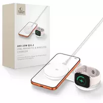 TECH-PROTECT A55 2-in-1 magnetinis MagSafe belaidis įkroviklis 25W Qi2.2 baltas