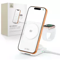 TECH-PROTECT A56 3-in-1 magnetinis MagSafe belaidis įkroviklis 25W Qi2.2 baltas