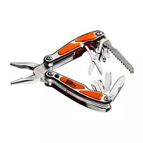 NEO TOOLS daugiafunkcis įrankis su LED žibintuvėliu, 12 dalių rinkinys (replės, peilis, pjūklas, 9 antgaliai, nailono dėklas)