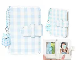 LOVEINSTANT kišeninis fotoalbumas 28 Instax Mini ir Zink nuotraukoms, languotas mėlynas