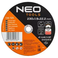 NEO TOOLS pjovimo diskas metalui/INOX 230 x 1,9 x 22,2 mm, 41 A46-S-BF, 25 vnt.