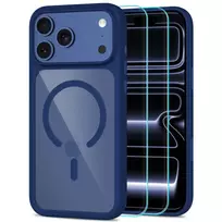 TECH-PROTECT MagOne MagSafe dėklas + grūdinto stiklo apsauga 2 vnt. iPhone 17 Pro / 18 Pro tamsiai mėlynas / permatomas