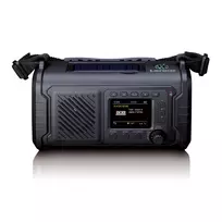 Lenco PDR-055 avarinis radijas DAB+ FM su saulės baterija, rankiniu generatoriumi, USB-C, 2000 mAh power bank, žibintuvėliu, SOS, IPX4
