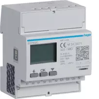 Hager ECP302C trifazis energijos skaitiklis 1A arba 5A srovės transformatoriams, 4 modulių DIN bėgelis, S0 impulso išėjimas