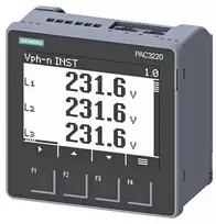 Siemens SENTRON PAC3220 galios monitoringo įrenginys, Modbus TCP, LCD, 96x96mm skydinis montavimas, 690/400V AC, 24-60V DC maitinimas, varžtiniai gnybtai 7KM32201BA011EA0